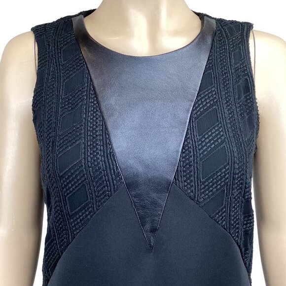 Hunter Bell Lace & Leather‎ Sheath Dress SIze 4 Black Cocktail Party - Picture 6 of 8